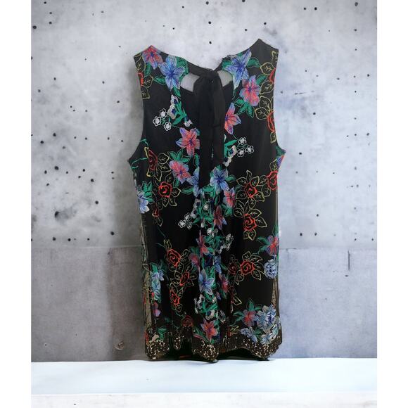 Beige by ECI Black Floral Embroidery Sleeveless‎ A-Line Dress Size XL, New - Picture 2 of 6